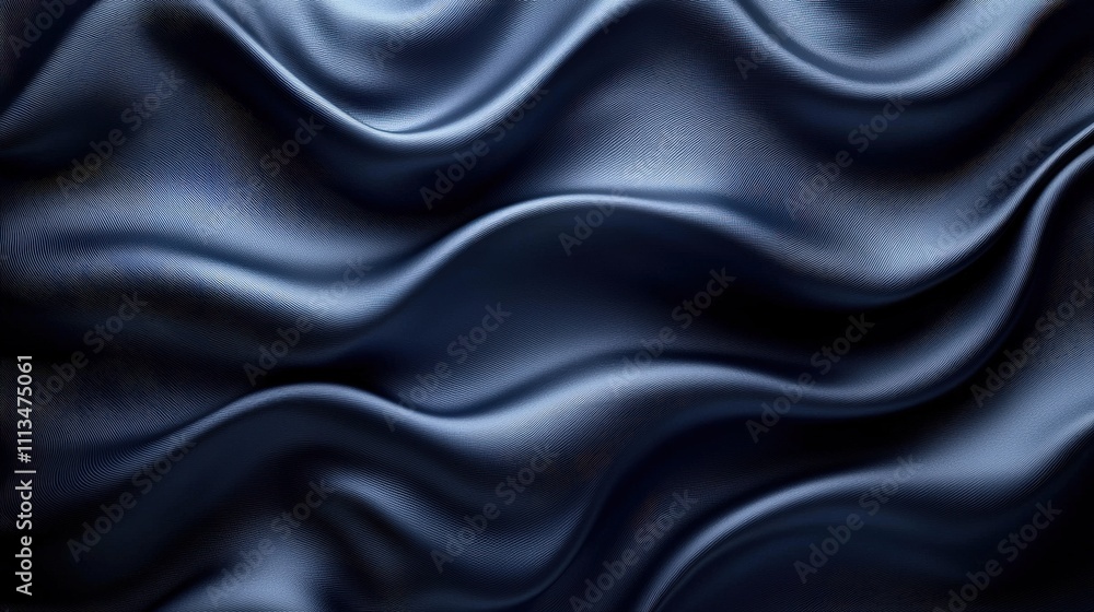 Fototapeta premium Dark elegant wave pattern background with luxurious fabric texture