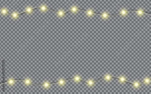 Festive Christmas lights. Decoration element for postcards, invitations, backgrounds, business cards