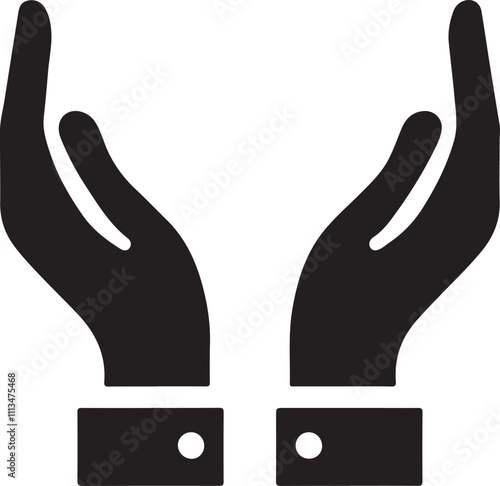 Elegant two hand silhouette vector illustrating care and support.