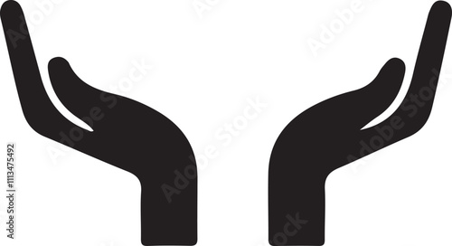 Abstract vector art featuring silhouettes of two hands in a protective stance.