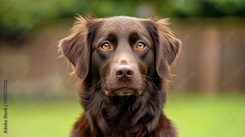 Close-up portrait of a brown dog with amber eyes, looking directly at the camera. Close-up portrait of a brown dog with amber eyes, looking directly at the camera.