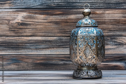 Wallpaper Mural Arabian lantern on wooden floor. Eid lamp or lantern for Ramadan and other Islamic Muslim holidays, with copy space for text  Torontodigital.ca