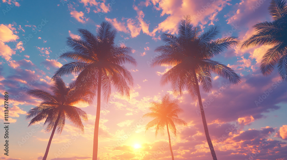 Paradise Glow of Sunset Serenity. A mesmerizing tropical sunset with radiant skies and swaying palms, invites you to unwind in an idyllic coastal retreat Paradise Glow of Sunset Serenity. A mesmerizing tropical sunset with radiant skies and swaying palms, invites you to unwind in an idyllic coastal retreat