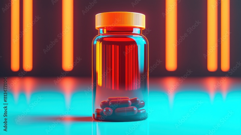A vibrant, stylized image of a pill bottle filled with capsules, illuminated with colorful lighting, emphasizing modern health and wellness themes. A vibrant, stylized image of a pill bottle filled with capsules, illuminated with colorful lighting, emphasizing modern health and wellness themes.