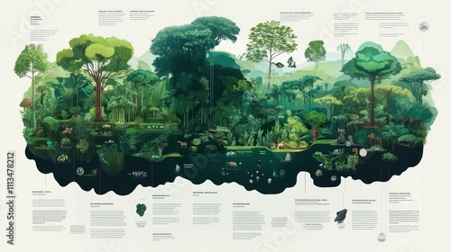Amazon Rainforest Ecosystem: A Detailed Illustration of Biodiversity