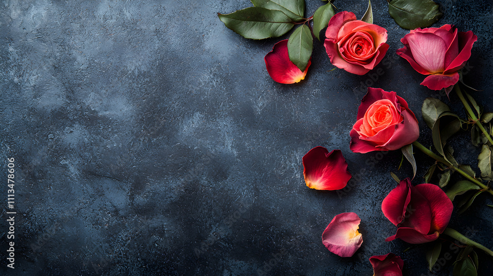 Dark Background Roses Petals Floral Arrangement Dark Background Roses Petals Floral Arrangement