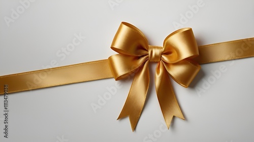 Close-up of a golden ribbon bow, symbolizing elegance and celebration