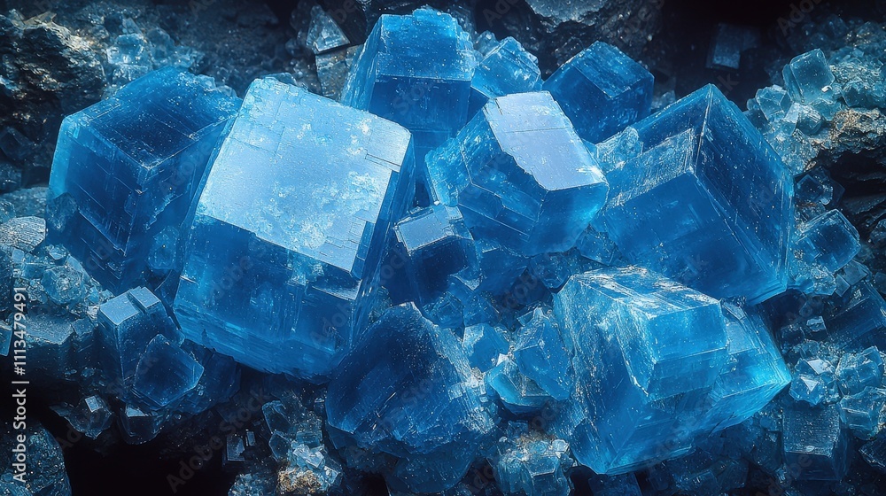 Vivid blue crystals: stunning cube formation of natural minerals Vivid blue crystals: stunning cube formation of natural minerals