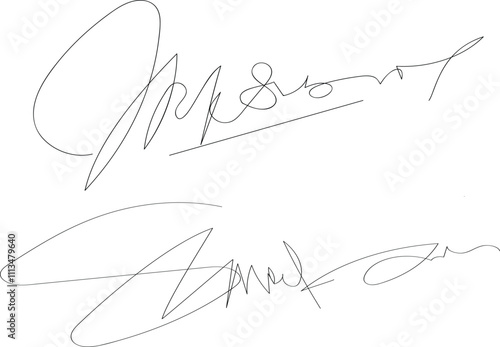 Autograph or signature pack. Isolated vector set of the unique, personal marks representing identity or approval, serve as distinctive symbols, embodying personality and validating document or artwork