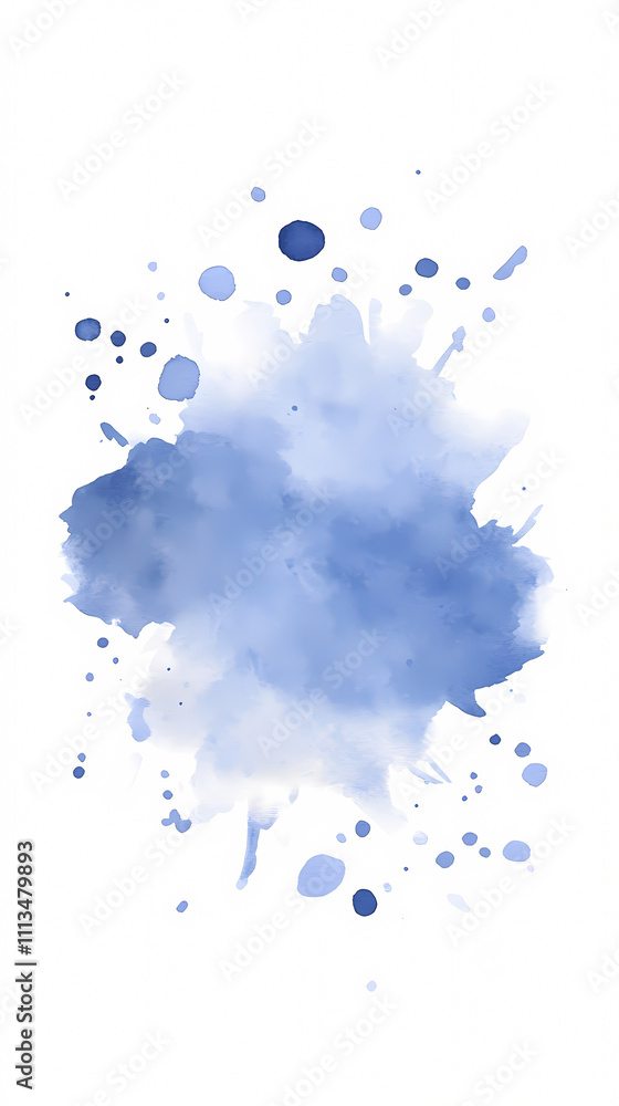A vibrant blue watercolor splash creates a stunning visual impact perfect for artistic projects. On white background A vibrant blue watercolor splash creates a stunning visual impact perfect for artistic projects. On white background