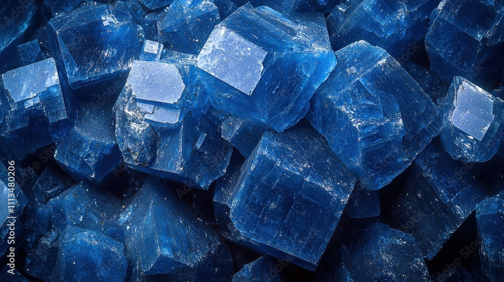 Stunning close-up of blue crystals exhibiting sharp edges and geometric shapes Stunning close-up of blue crystals exhibiting sharp edges and geometric shapes
