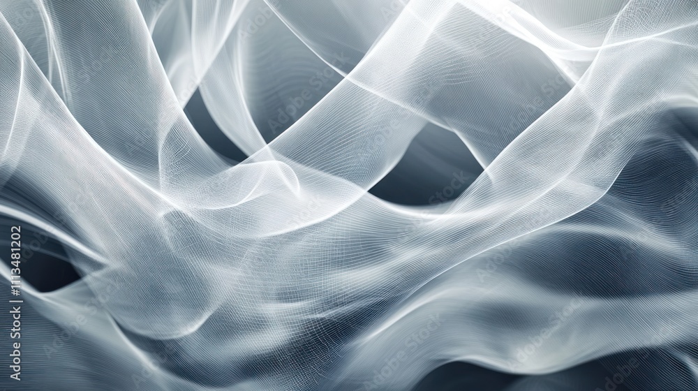 Obraz premium Abstract flowing white fabric on dark background.