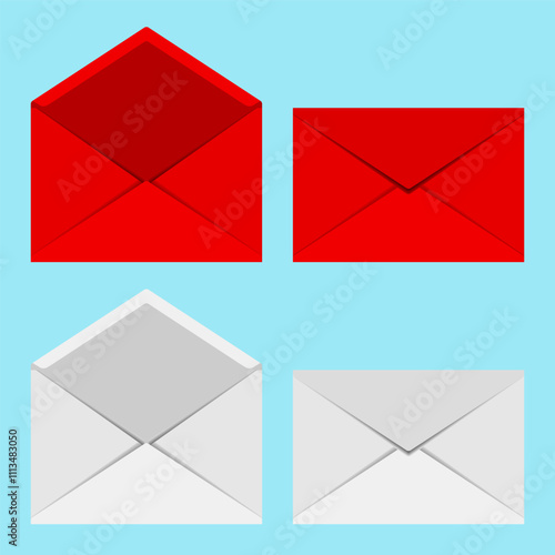 Open and closed envelope. Vector illustration