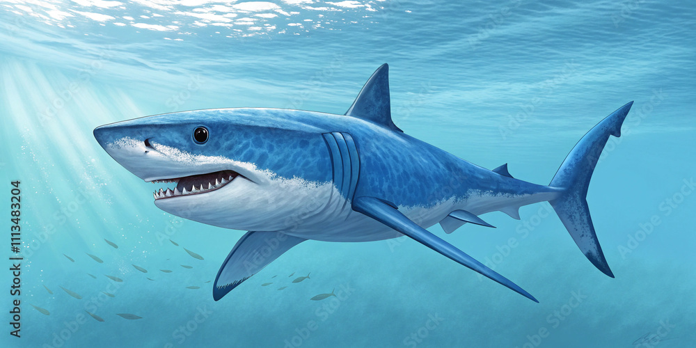 Obraz premium Blue Shark Front View