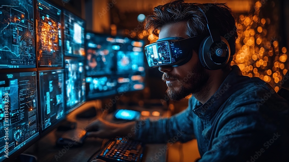 Virtual Reality Home Office with Floating Screens for Productivity and Deadline Management Virtual Reality Home Office with Floating Screens for Productivity and Deadline Management