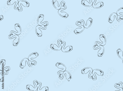 swan design textile pattern_blue