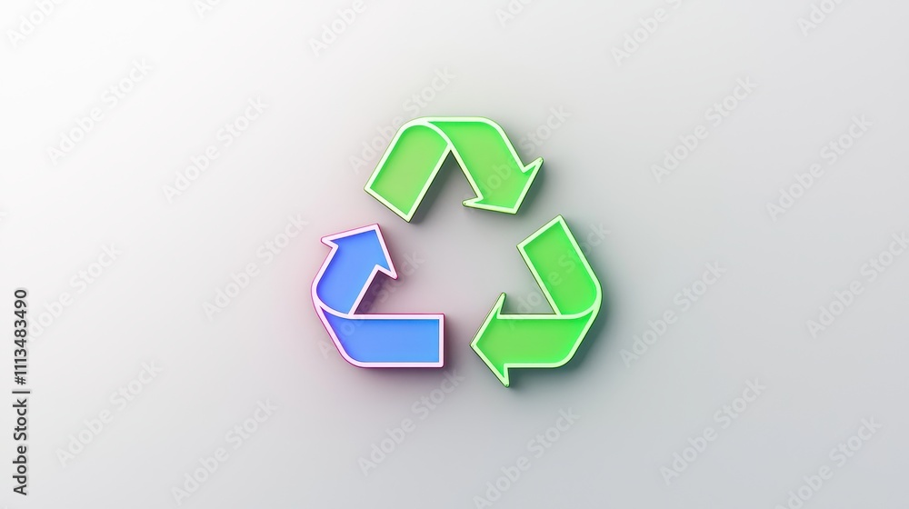 Obraz premium Colorful and Modern Recycle Symbol Design on Clean Background Emphasizing Sustainability and Environmental Awareness in a Creative Way