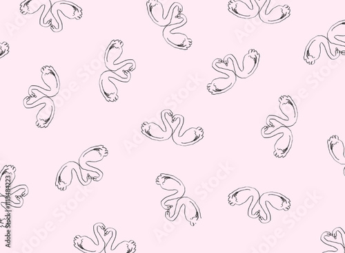 swan design textile pattern_pink