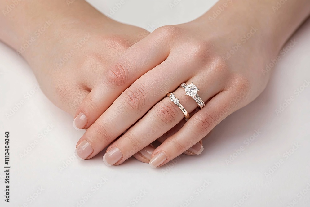 A close-up of two entwined hands featuring matching engagement rings, emphasizing commitment and a deep connection in soft focus. A close-up of two entwined hands featuring matching engagement rings, emphasizing commitment and a deep connection in soft focus.