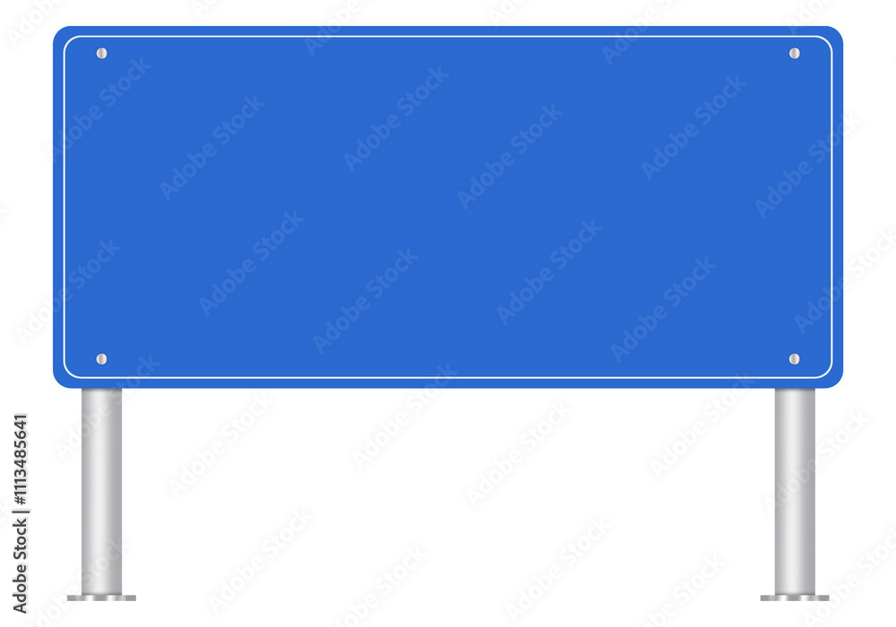 Obraz premium Blank Blue Road or Street Sign, Isolated on white. Can be used as a Text Frame.