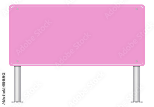 Blank Pink Road or Street Sign, Isolated on White. Can be used as a Text Frame. photo