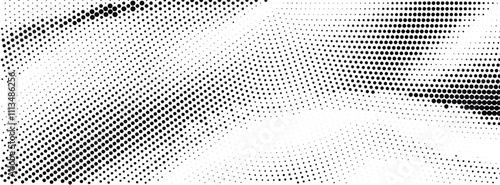 Wavy gradient halftone dots pattern texture background. Vector illustration
