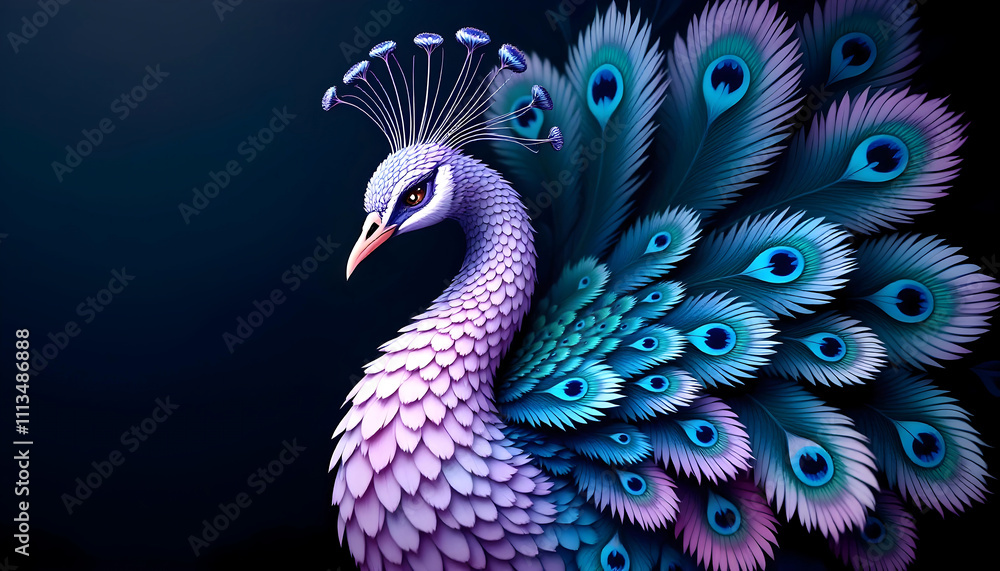 Obraz premium Elegant Peacock Vibrant Feathers Wallpaper