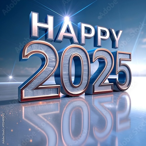 A vibrant and festive scene celebrates the arrival of 2025 with the bold text 