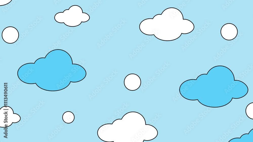 Abstract cute kawaii doodle clouds in the blue sky style pastel colors background. Abstract cute kawaii doodle clouds in the blue sky style pastel colors background.