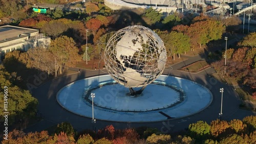 Establishing shot of the Flushing Meadows Unisphere