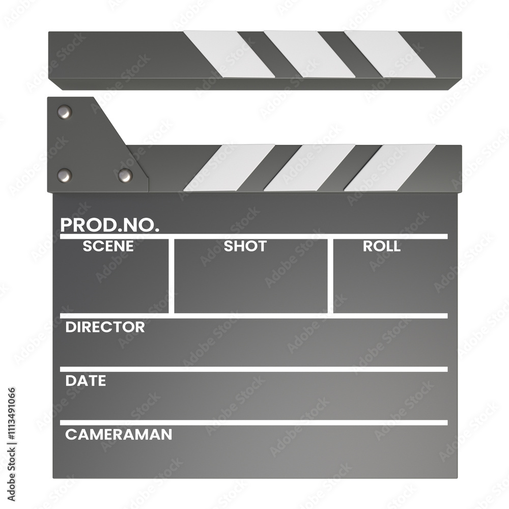 Obraz premium disconnected Realistic 3D black movie clappers board. Movie, cinema, film symbol concept. Director clapboard. Filmmaking, video production industry equipment. 