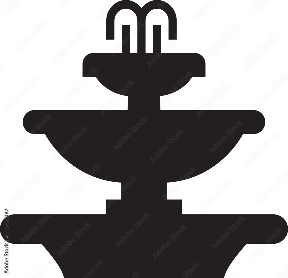 Obraz premium Fountain icon in flat style. Perfect for enhancing outdoor spaces and gardens. fountain park garden sign. Fountain water flow, aesthetic power vector illustration isolated on transparent background.