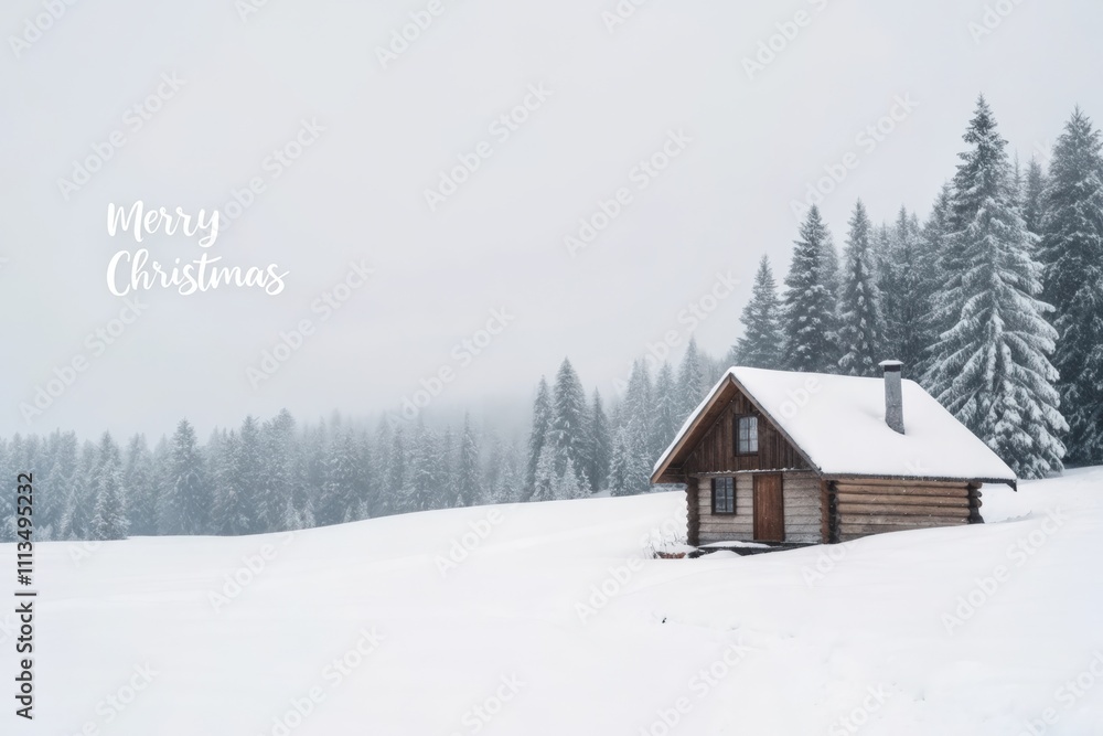 winter cabin with merry christmas background winter cabin with merry christmas background