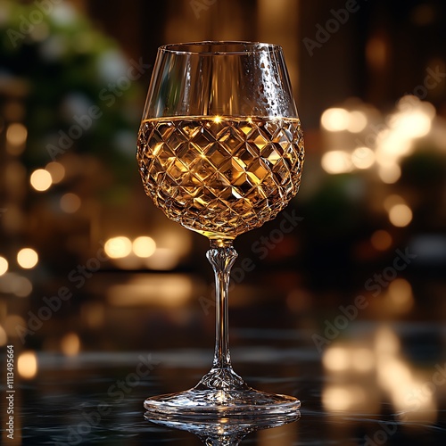 Wallpaper Mural Crystal wine glass highlights charm with delicate candlelight glow reflections picture Torontodigital.ca
