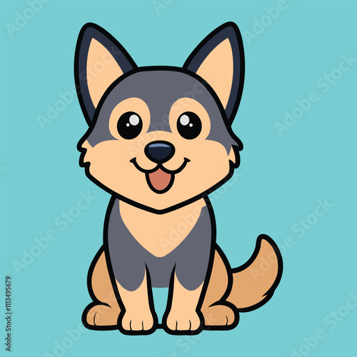 Cute Baby Shiloh Shepherd Dog Sitting Vector Illustration Design
