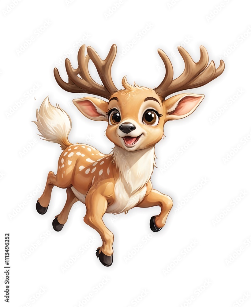 Whimsical Deer in Mid Jump Whimsical Deer in Mid Jump