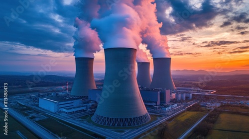 Wallpaper Mural Aerial View of Three Cooling Towers at Sunset Torontodigital.ca