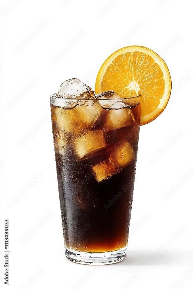 Signature Cold Brew Coffee Served in Stylish Glass with Orange Slice and Ice Cubes for Refreshing Signature Cold Brew Coffee Served in Stylish Glass with Orange Slice and Ice Cubes for Refreshing