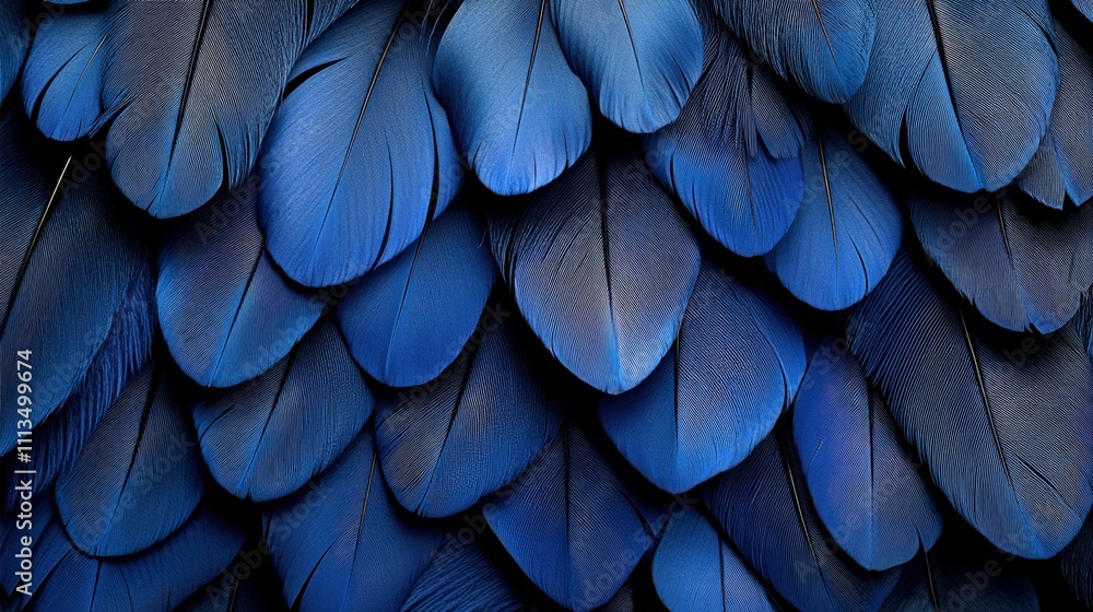 Close-up of vibrant blue feathers in a natural pattern Close-up of vibrant blue feathers in a natural pattern