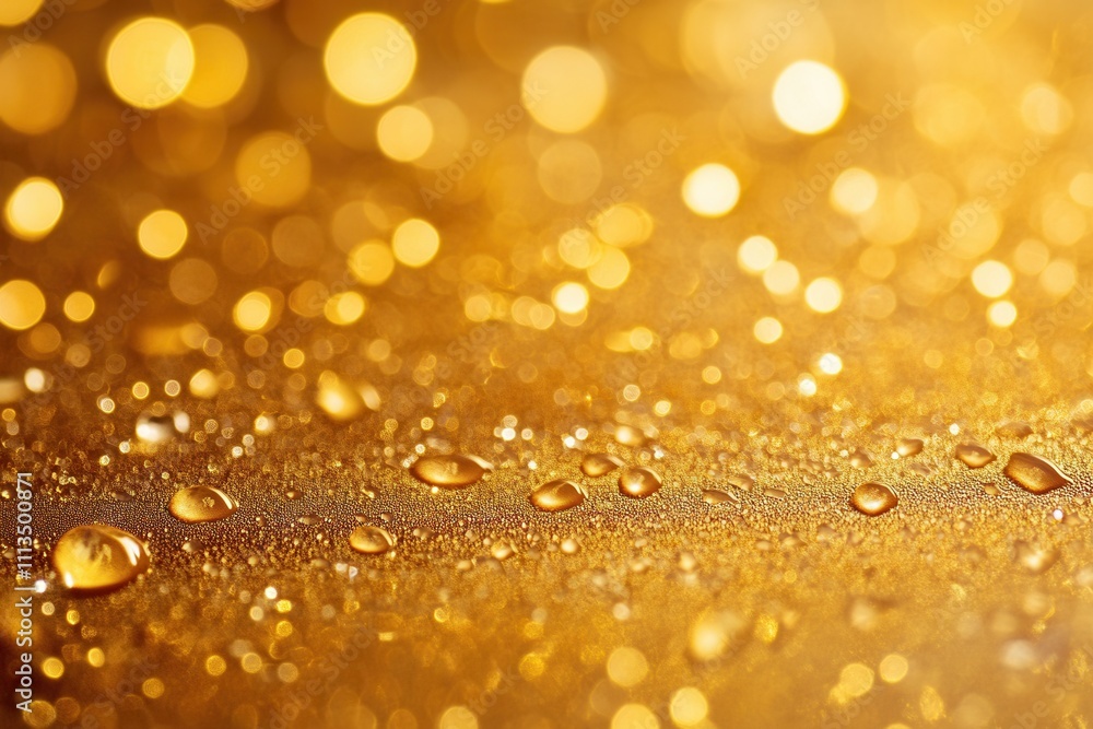 Golden bokeh background with water drops. Golden bokeh background with water drops.
