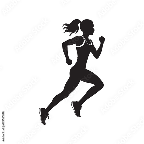 Running women silhouette vector icon design whit a white background.