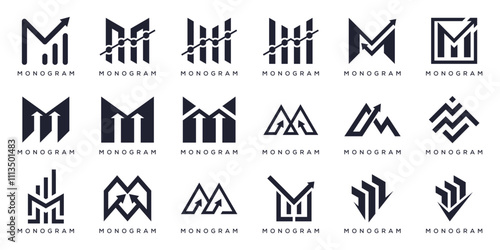 collection of letter M logo design icon, accounting financial  graphic vector template
