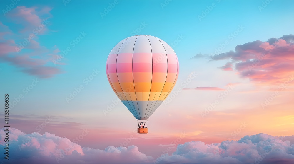 Hot Air Balloon Adventure Over Serene Clouds at Sunset High-Resolution Image in a Dreamy Atmosphere Captured in Ultra-Detailed Focus Hot Air Balloon Adventure Over Serene Clouds at Sunset High-Resolution Image in a Dreamy Atmosphere Captured in Ultra-Detailed Focus