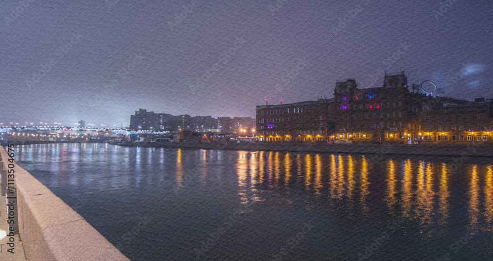 Fototapeta premium City skyline with a river running through it