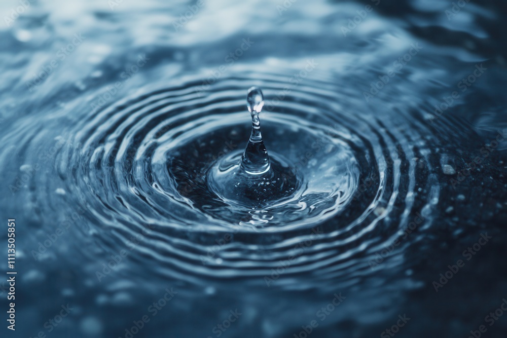 Water drop falling, creating concentric ripples on a still surface. Water drop falling, creating concentric ripples on a still surface.
