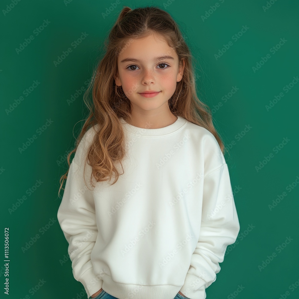 A young girl is wearing a white sweater A young girl is wearing a white sweater