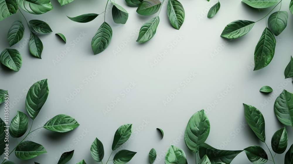 Blank Greeting Card Mockup with Green Leaves Blank Greeting Card Mockup with Green Leaves