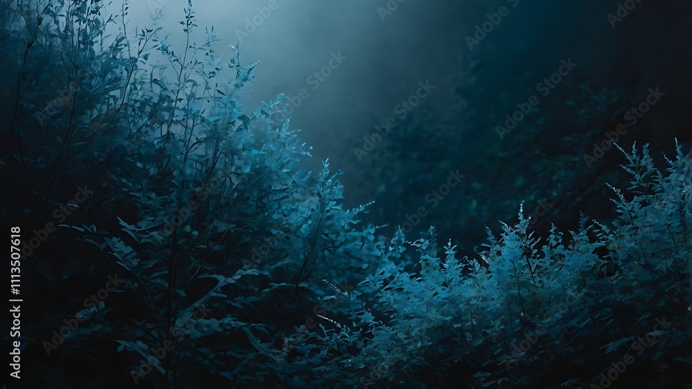 Dark themed blue and black landscape view, spooky and depression theme with cold touch, nature in dark blue depressed psychedelic landscape Dark themed blue and black landscape view, spooky and depression theme with cold touch, nature in dark blue depressed psychedelic landscape