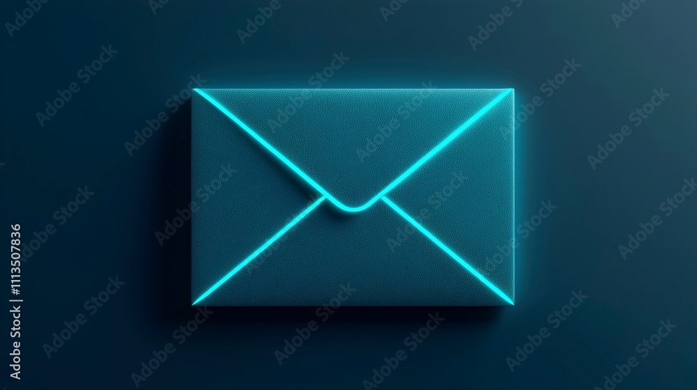 Neon Envelope in Digital Style Neon Envelope in Digital Style
