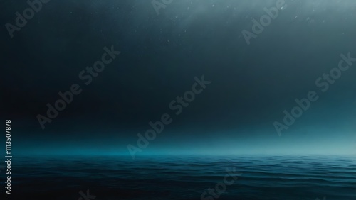 Dark themed blue and black landscape view, spooky and depression theme with cold touch, nature in dark blue depressed psychedelic landscape